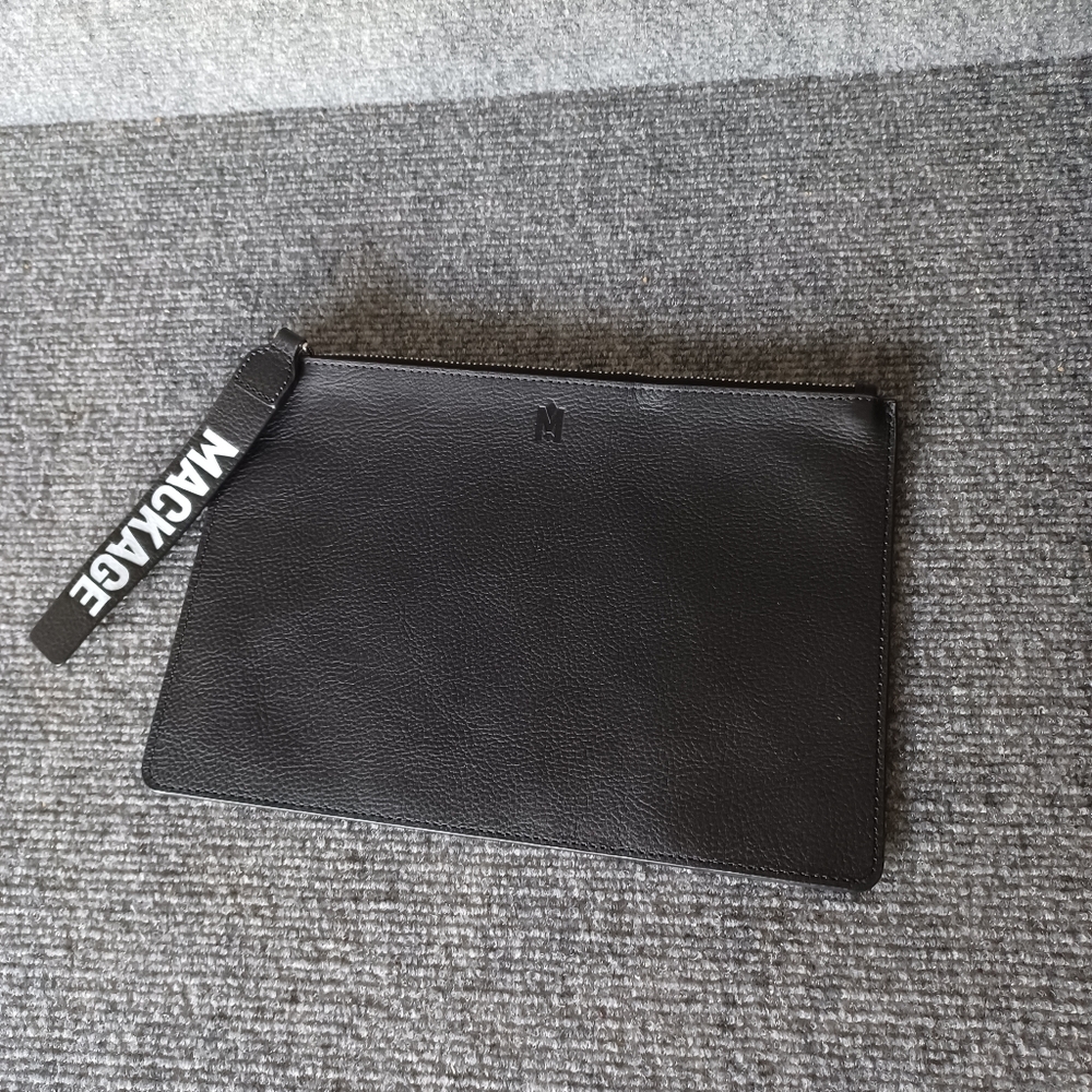 Mackage Black Darcy Leather Clutch Pouch Bag Zip In Black